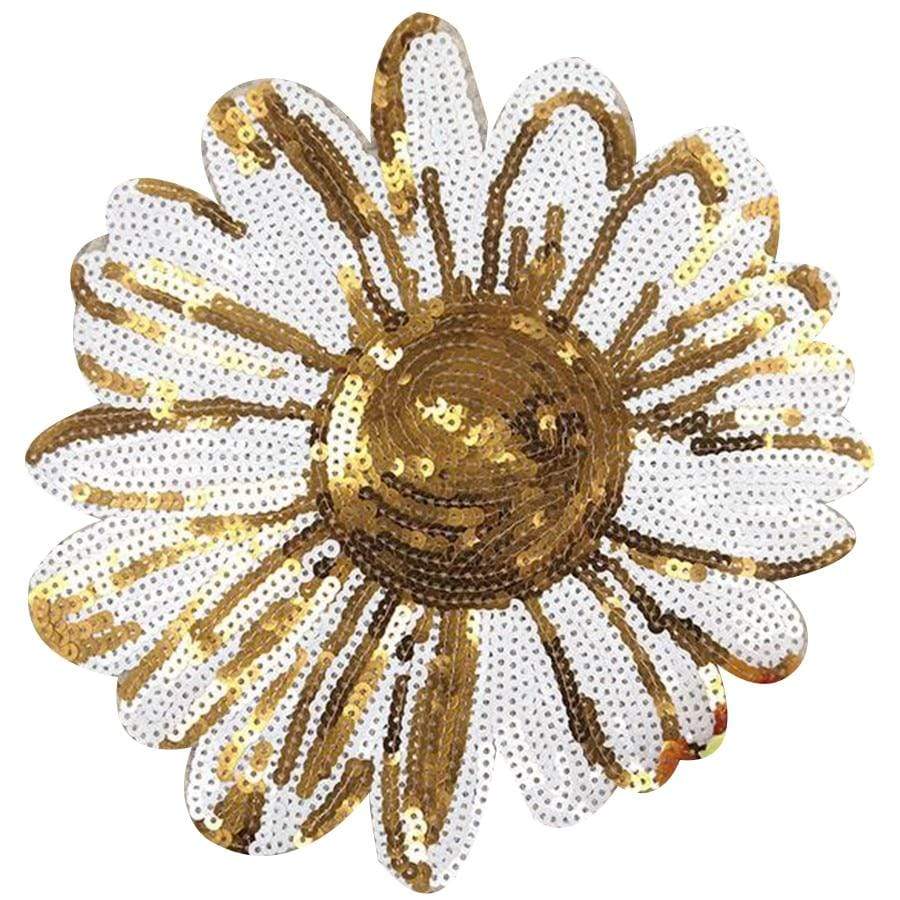 1 Pair Flower Wildflower Floral Bouquet Gold Lace DIY Applique Embroidered  Sew Iron on Patch FW-048