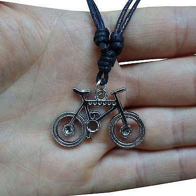 Mountain Bike Pendant Chain Necklace Silver Tone Mens Womens Girls Boys Childs Mountain Bike Pendant Chain Necklace Silver Tone Mens Womens Girls Boys Childs