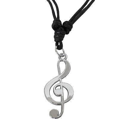 Music Note Pendant Chain Necklace Mens Kids Girls Womens Silver Colour Jewellery