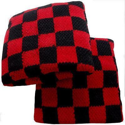 Pair of Black Red Check Checkered Sports Wrist Sweatbands Wristbands Archery Gym Pair of Black Red Check Checkered Sports Wrist Sweatbands Wristbands Archery Gym