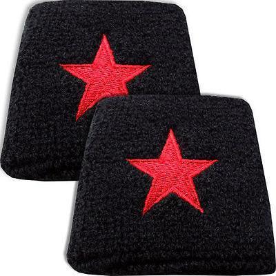 Pair of Black Red Nautical Star Wrist Sweatbands Wristbands Football Training Pair of Black Red Nautical Star Wrist Sweatbands Wristbands Football Training