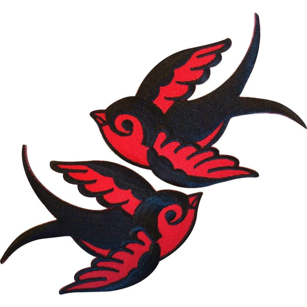 Bird patch iron on swallow rockabilly cherry DIY