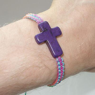 Purple Jesus Crucifix Cross Neon Charm Bracelet Wristband Bangle Womens Girls Purple Jesus Crucifix Cross Neon Charm Bracelet Wristband Bangle Womens Girls