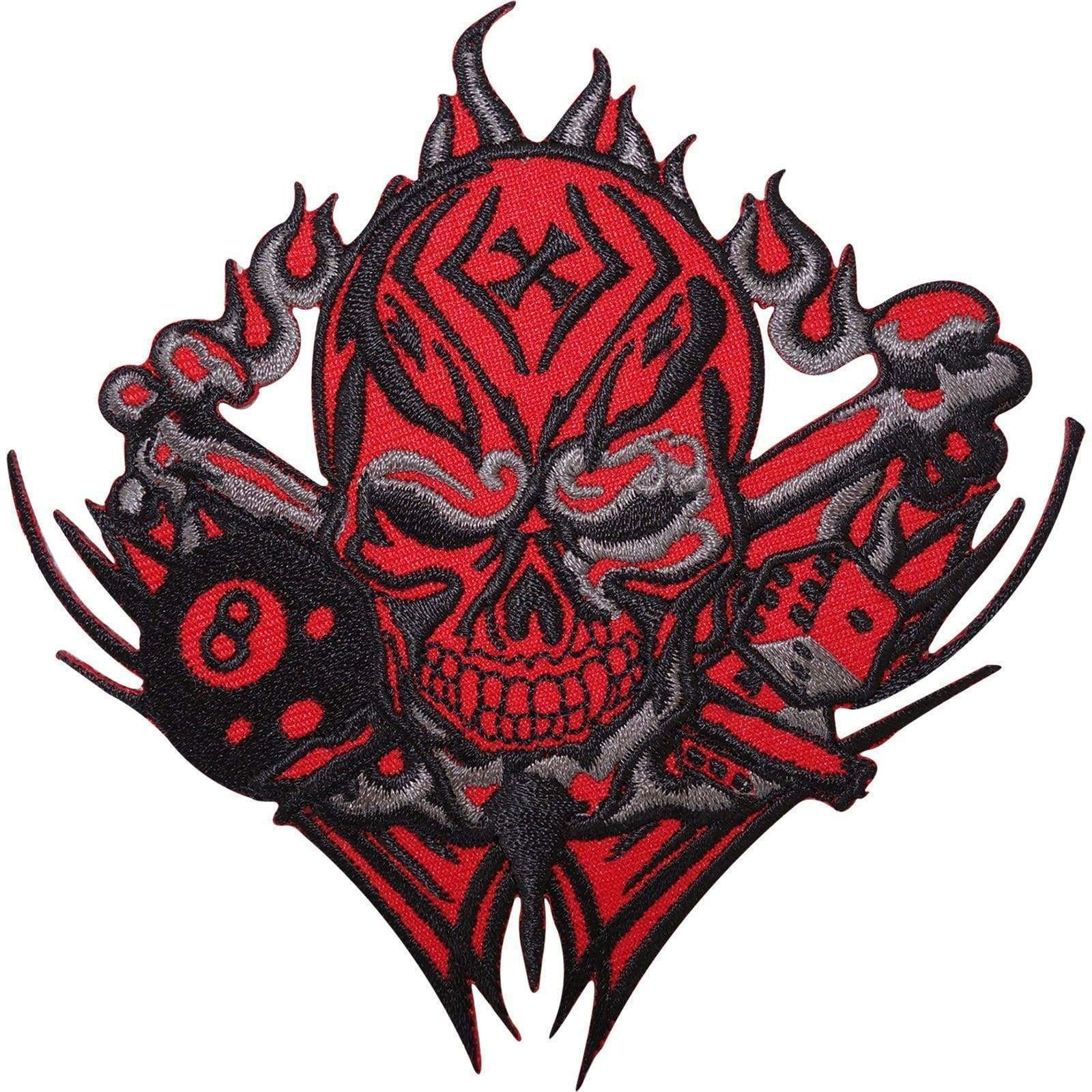  PARITA Cute Black Skull tie a red Bow and red Heart Eyes Iron  on Cartoon Patches Ghost Zombie Death Biker Embroidered Motorcycle MC Club  Biker Vest Patch sew on Patches Badge (
