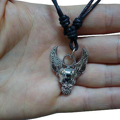 Skull Wings Biker Pendant Chain Necklace Choker Silver Tone Goth Punk Rock Surf Skull Wings Biker Pendant Chain Necklace Choker Silver Tone Goth Punk Rock Surf