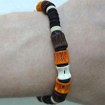 Wood Fish Bone Bead Surfer Bracelet Wristband Bangle Mens Ladies Kids Jewellery Wood Fish Bone Bead Surfer Bracelet Wristband Bangle Mens Ladies Kids Jewellery